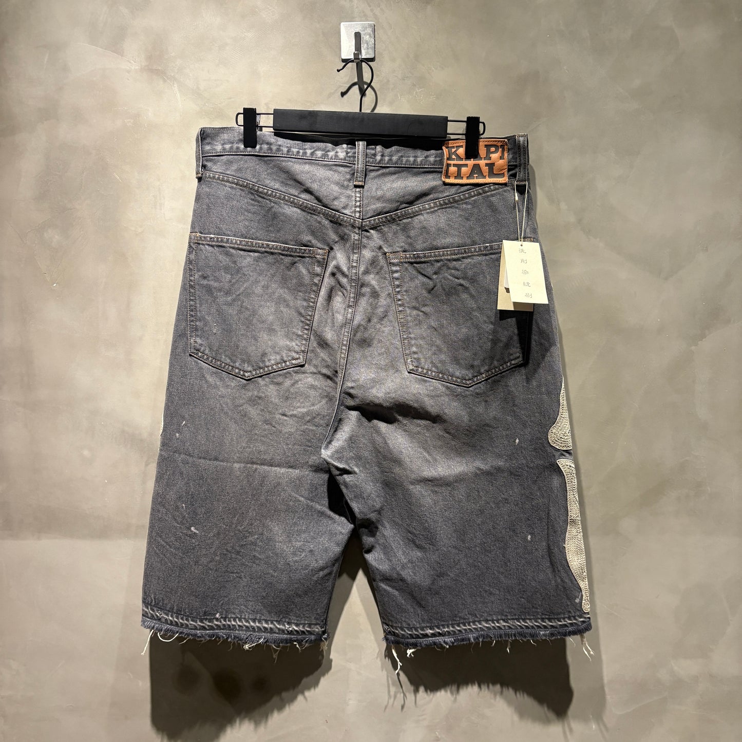 KAPITAL KOUNTRY 14oz 骨頭刺繡 破壞 水洗 丹寧五分短褲 全新