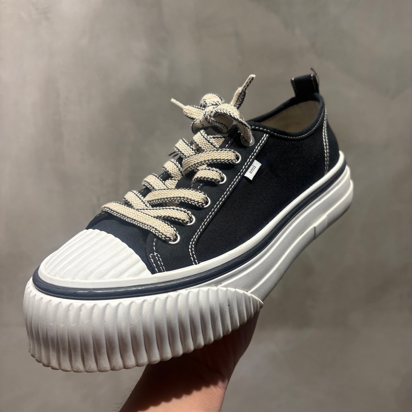 Ami '1980' Low Top Sneakers 厚底 黑色 中古