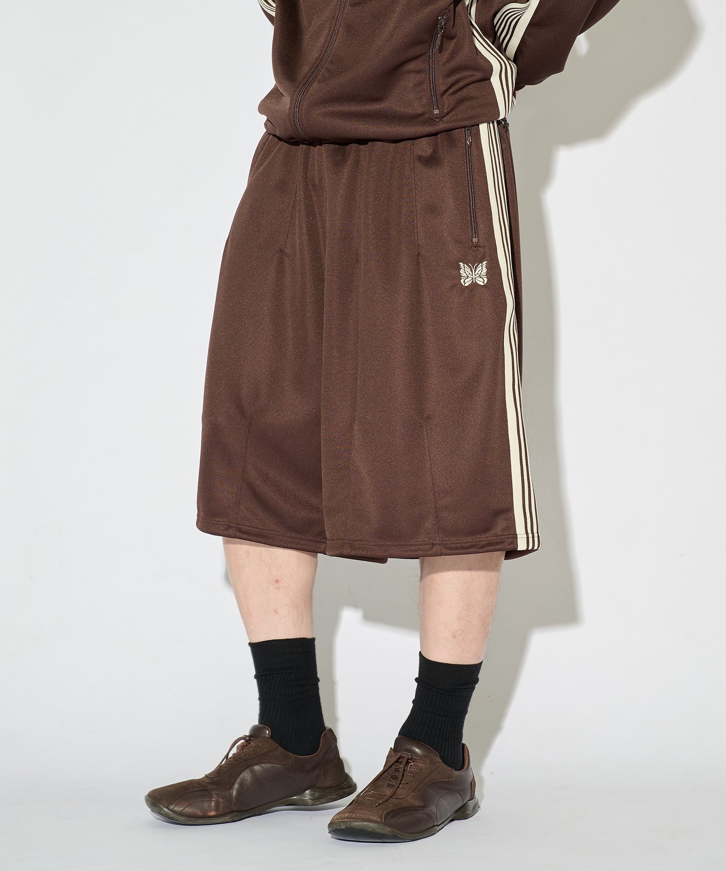 Needles別注款 H.D Track Short Pant - Poly Smooth 棕米白