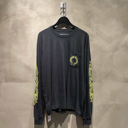 Chrome Hearts Horseshoe Logo Pocket LS T-Shirt Black Neon 克羅心 馬蹄 花臂薄長袖