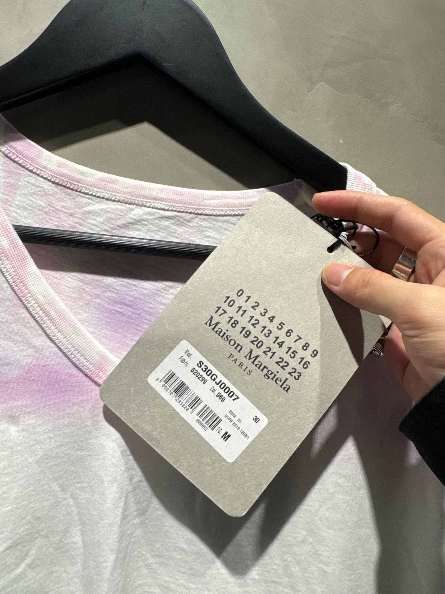 Maison margiela肩膀紫粉白短T 中古