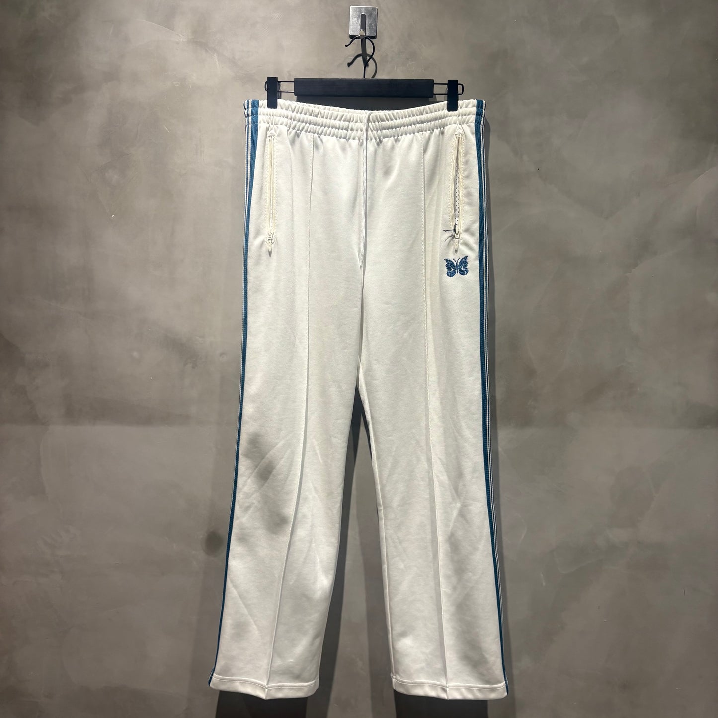 Needles 別注款 Track Pant 米白湖水藍線直筒 中古