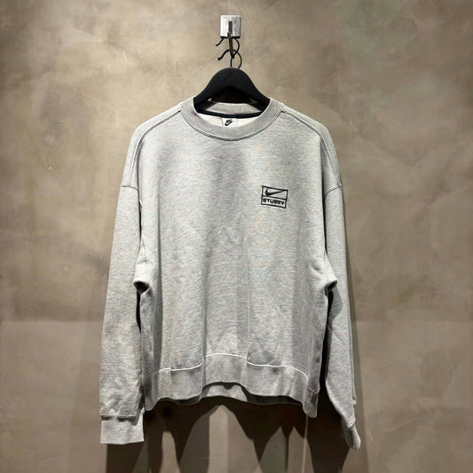 Nike x Stüssy Crew Fleece GREY 大學T 中古