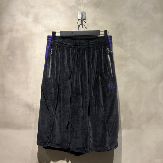Needles 別注款 H.D.Track Shorts - C/PE Velour BLACK 天鵝絨材質