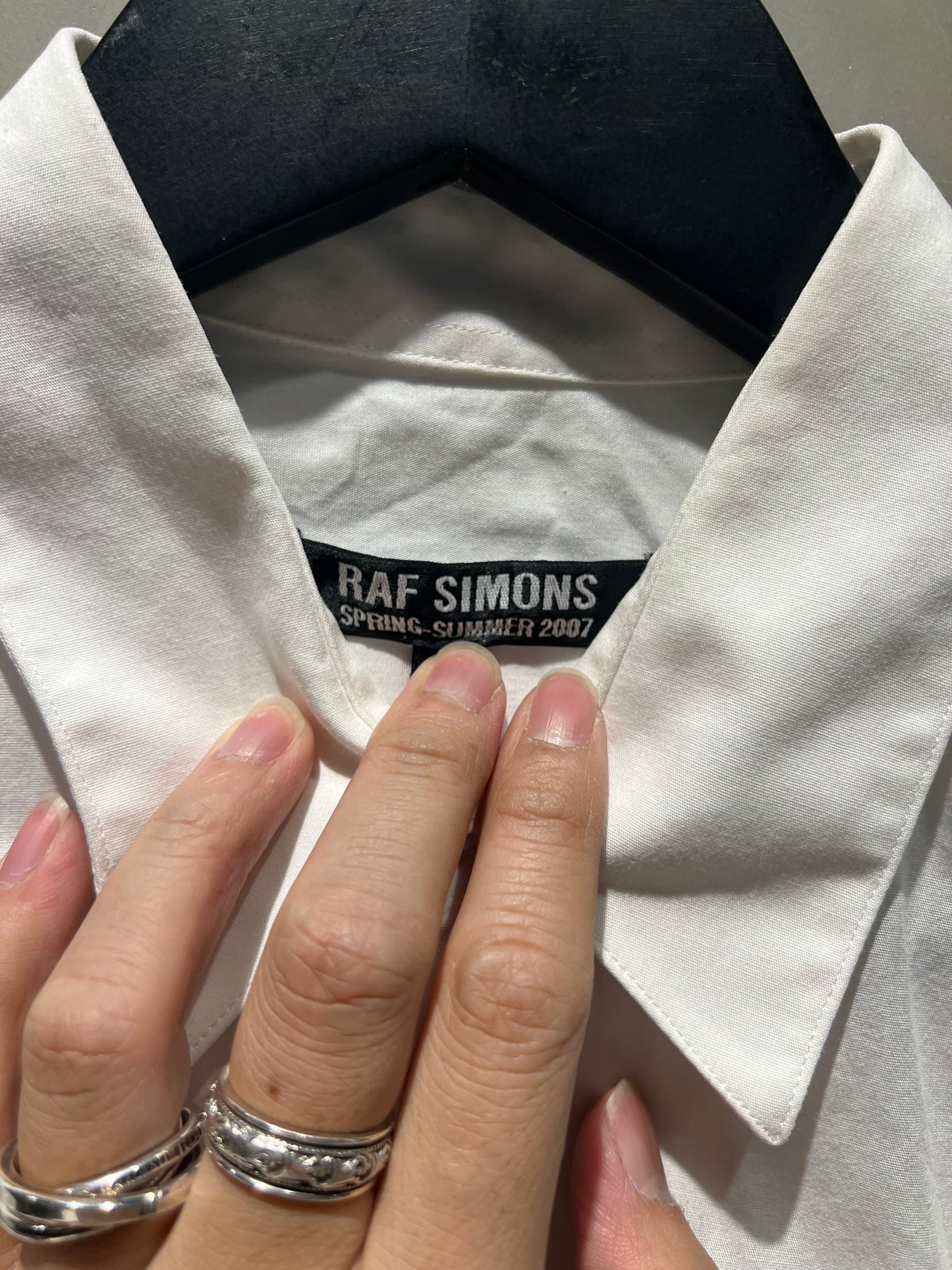 RAF Simons白色側雙縫線襯衫 中古
