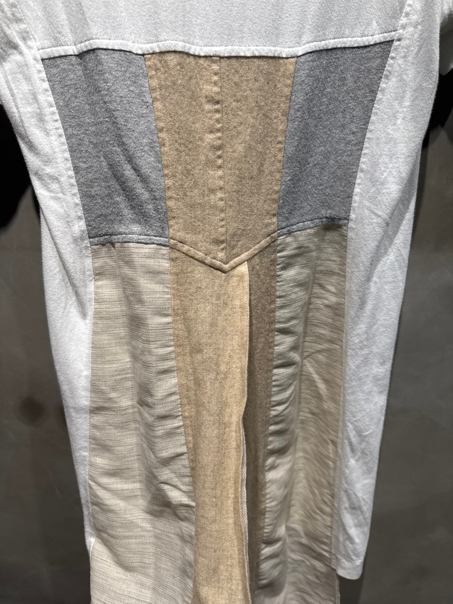 Comme des garcons homme+白色短袖超長版背部拼接上衣 中古