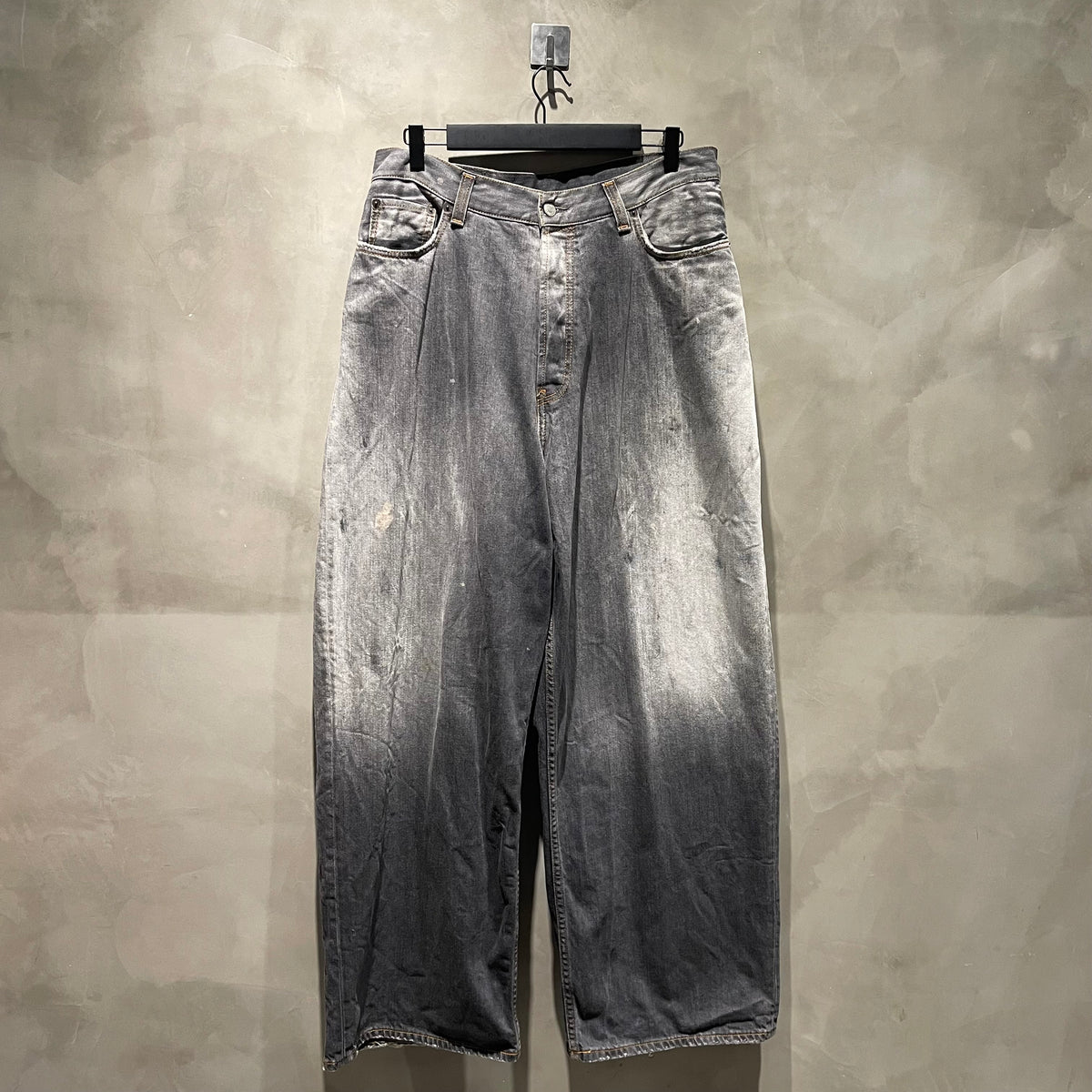 Acne Studios 2023 Super Baggy Fit Jeans 潑墨黑 中古