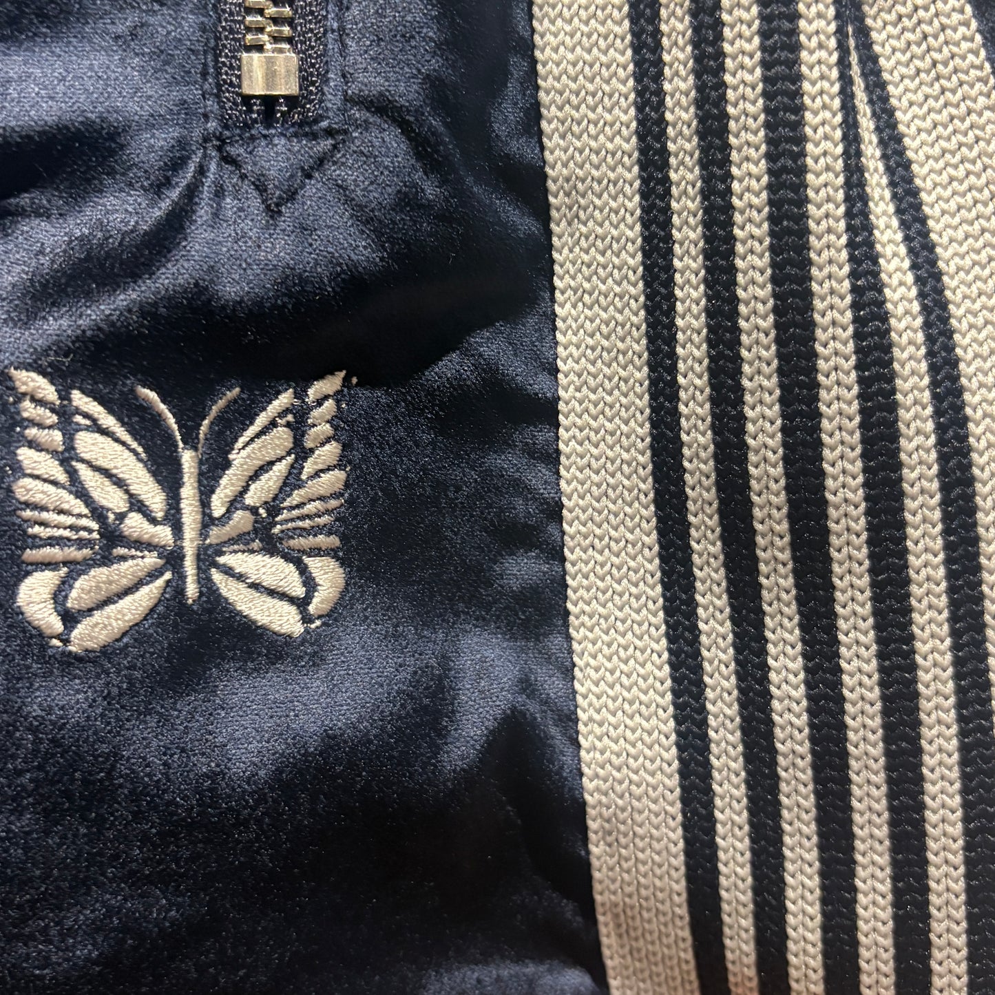 Needles 別注款 H.D.Track Shorts - C/PE Velour NAVY 天鵝絨材質