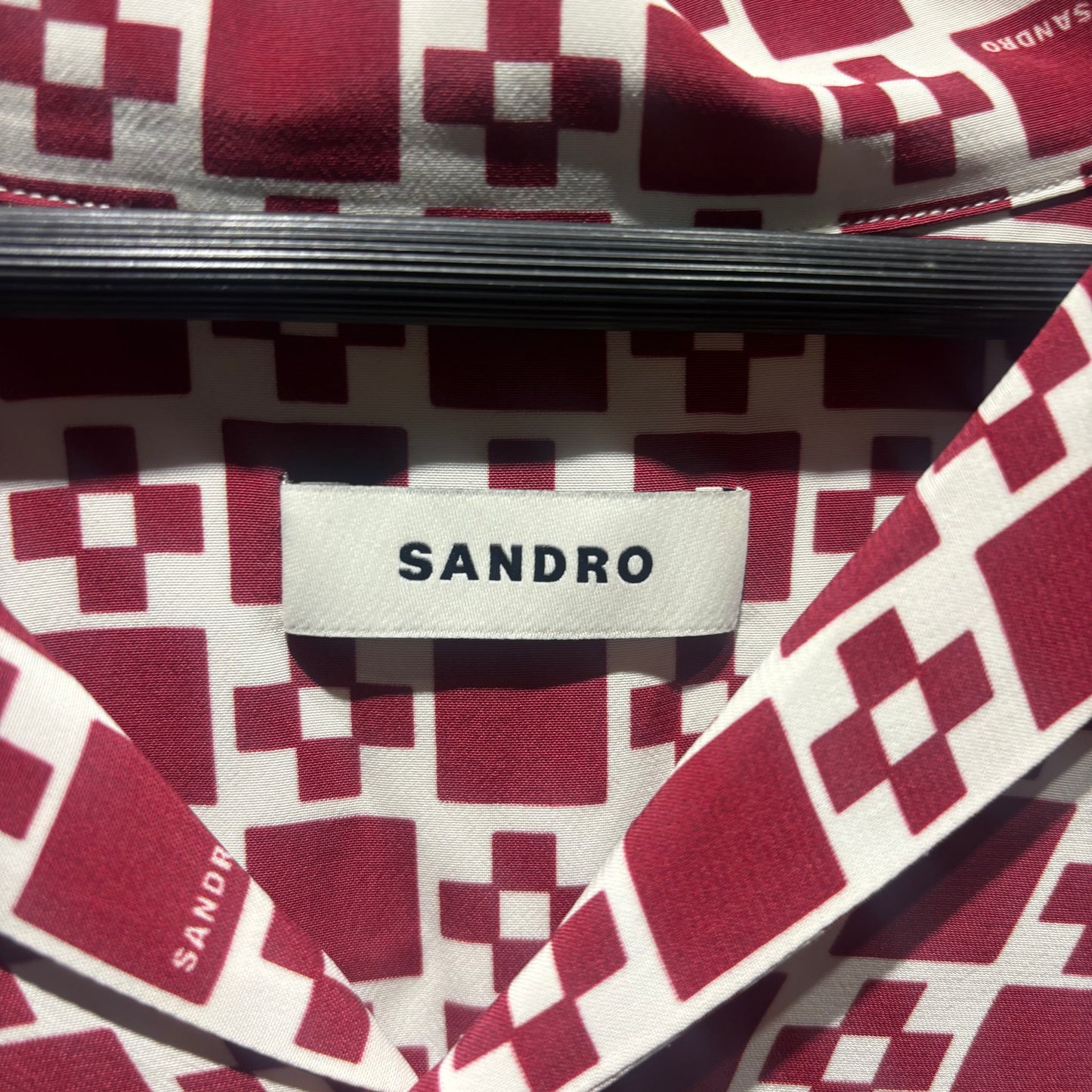 Sandro Logo-Print Short-Sleeve Shirt 紅色花襯衫 中古
