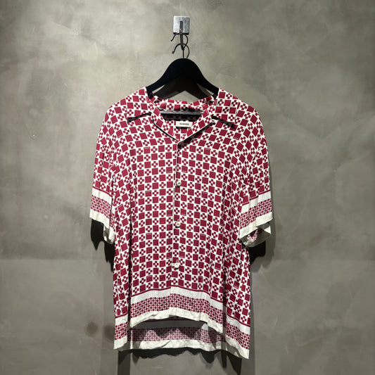 Sandro Logo-Print Short-Sleeve Shirt 紅色花襯衫 中古