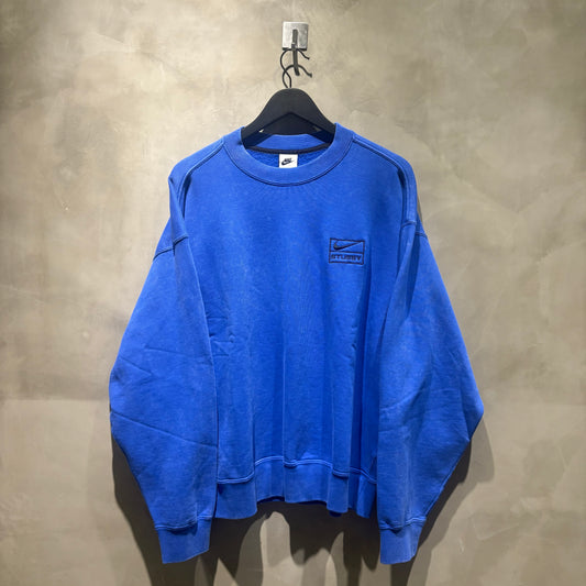 Nike x Stüssy Crewneck 聯名方框刺繡 大學T 寶藍色 全新
