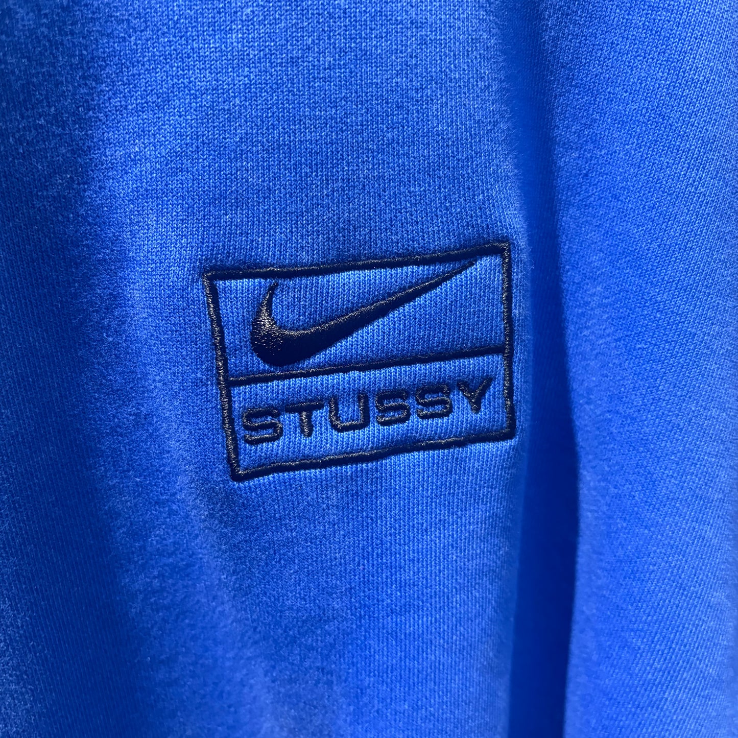 Nike x Stüssy Crewneck 聯名方框刺繡 大學T 寶藍色 全新