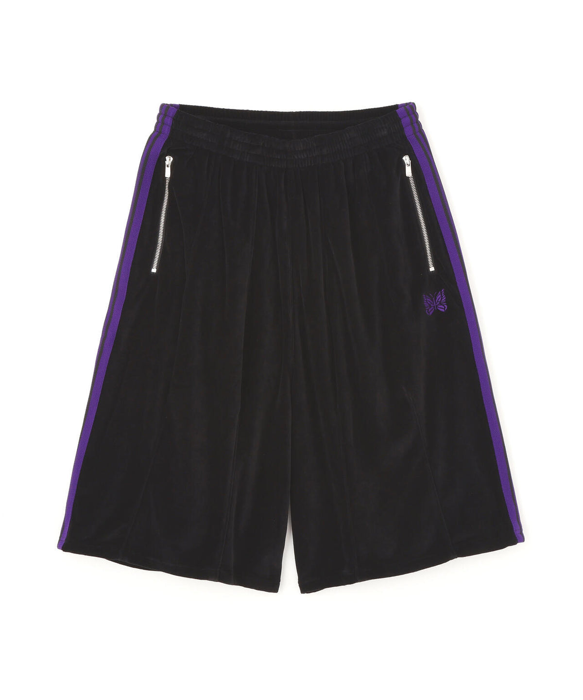 Needles 別注款 H.D.Track Shorts - C/PE Velour BLACK 天鵝絨材質